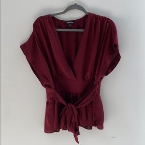 Satin/silk short sleeve top